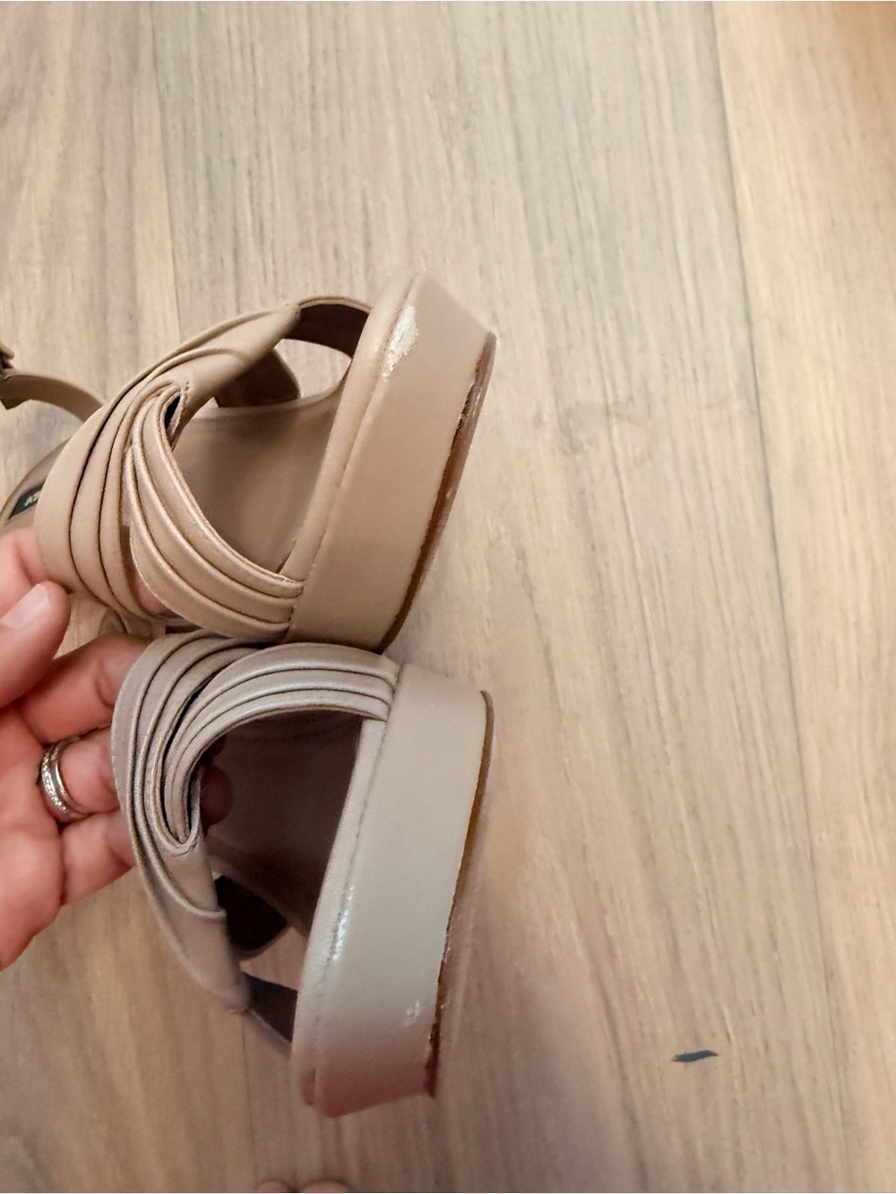 BCBGMAXAZRIA Ravil Platform Sandals in Almond 10 heels - Picture 4 of 8